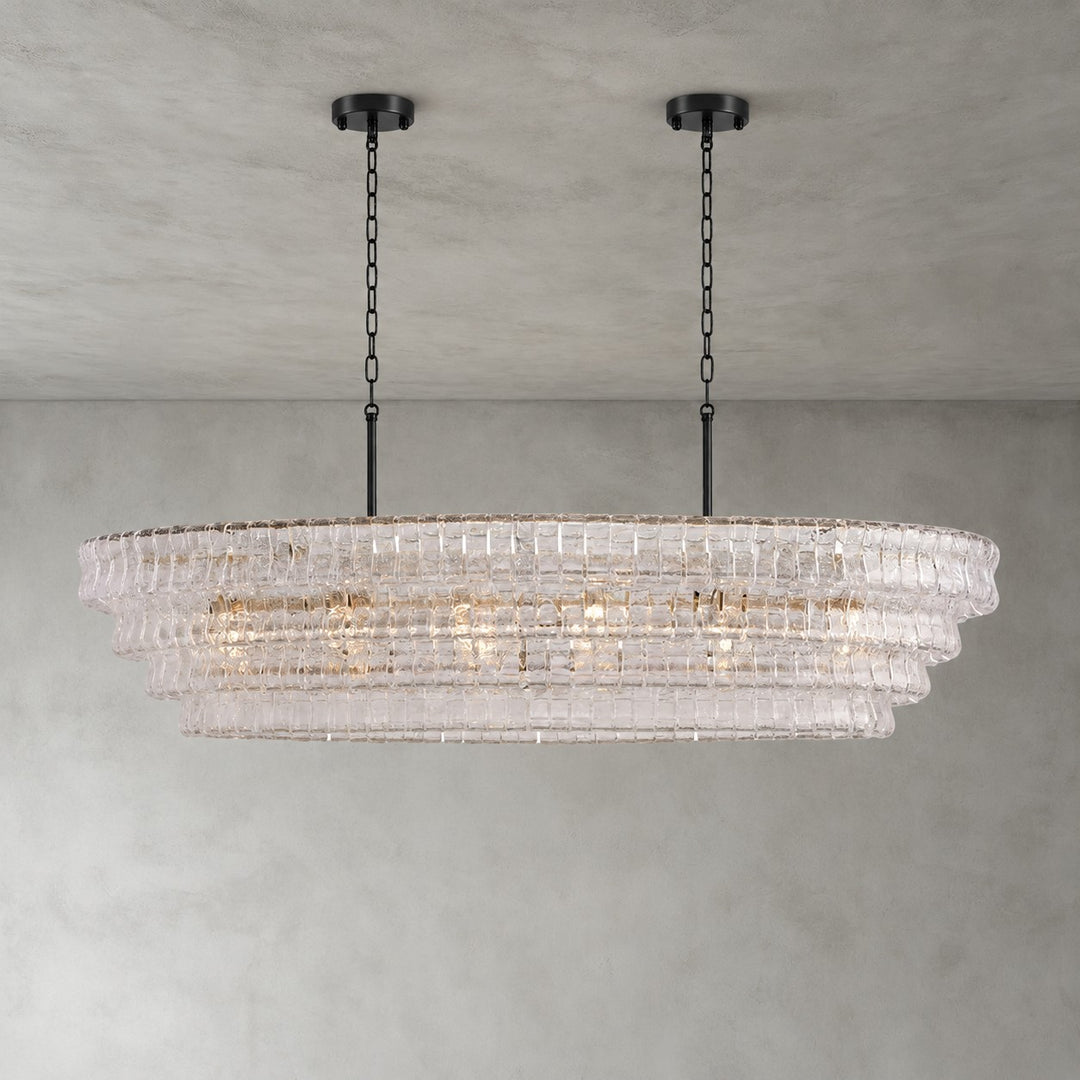 Zirvona Linear Chandelier | Tiered Glass for Kitchen Islands