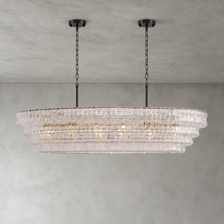 Zirvona Linear Chandelier | Tiered Glass for Kitchen Islands