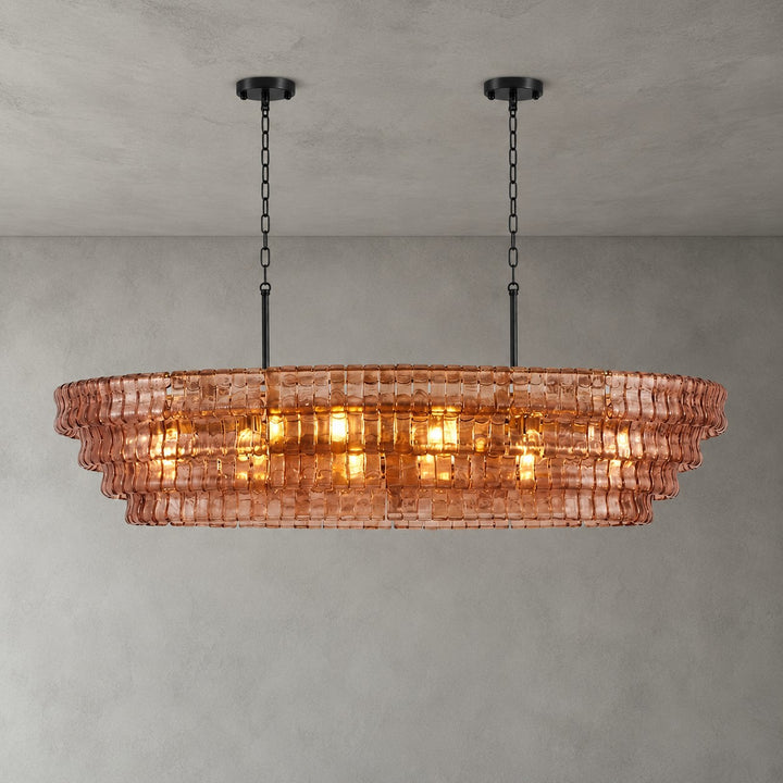 Zirvona Linear Chandelier | Tiered Glass for Kitchen Islands