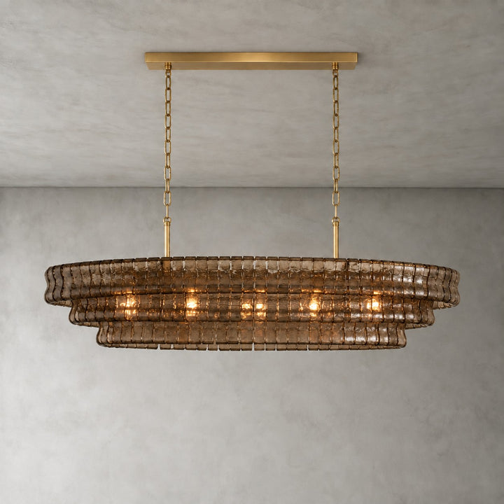 Zirvona Linear Chandelier | Tiered Glass for Kitchen Islands