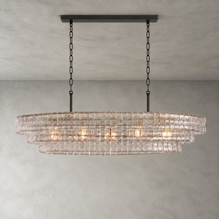 Zirvona Linear Chandelier | Tiered Glass for Kitchen Islands