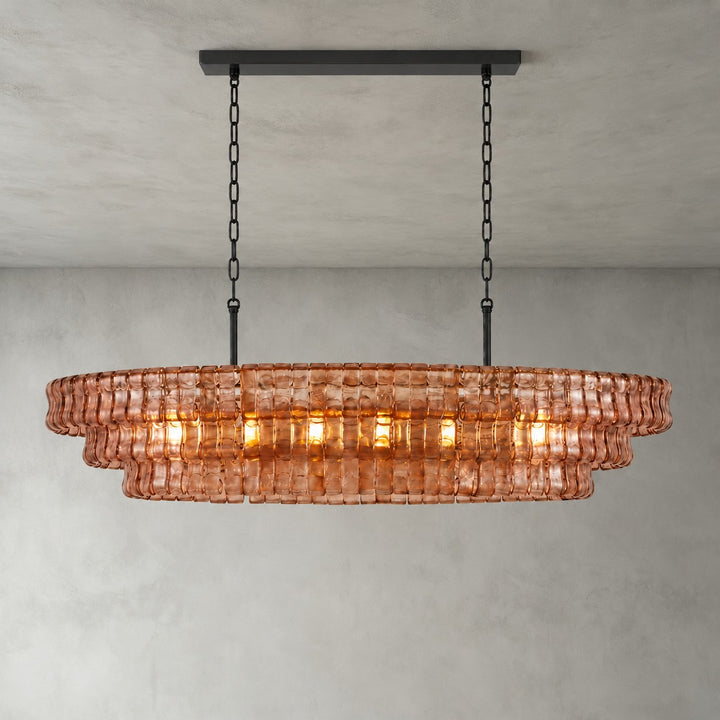 Zirvona Linear Chandelier | Tiered Glass for Kitchen Islands