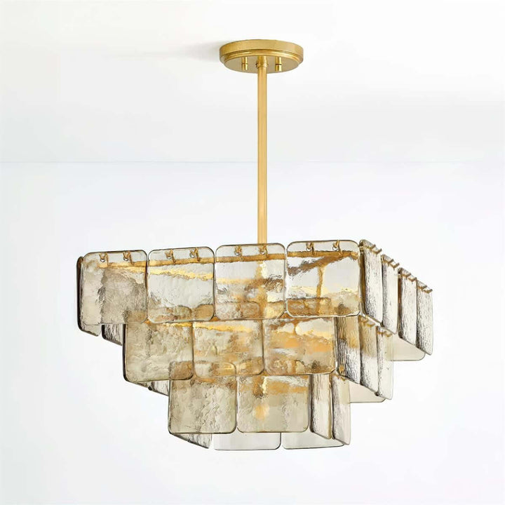 Zorvexa Glass Chandelier – French Glass Lighting for Dining Rooms