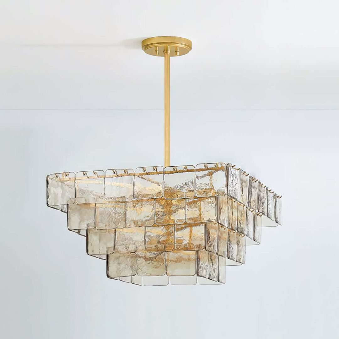 Zorvexa Glass Chandelier – French Glass Lighting for Dining Rooms