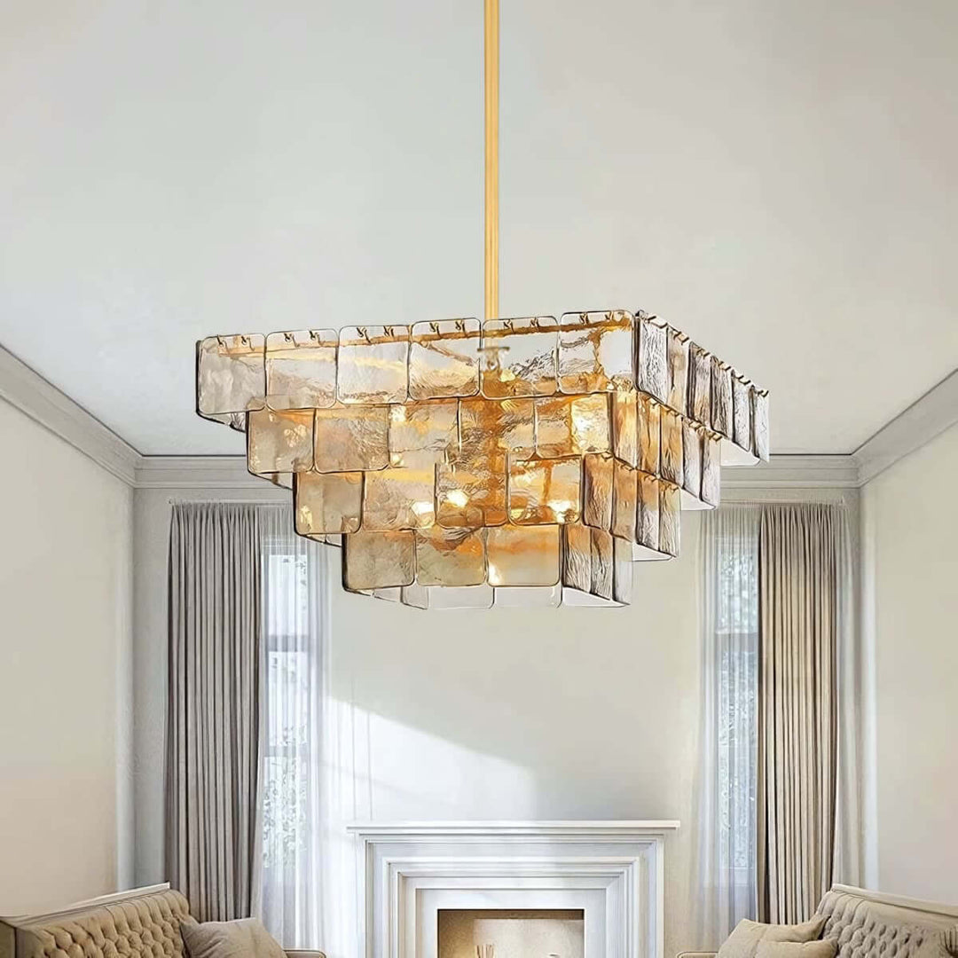 Zorvexa Glass Chandelier – French Glass Lighting for Dining Rooms