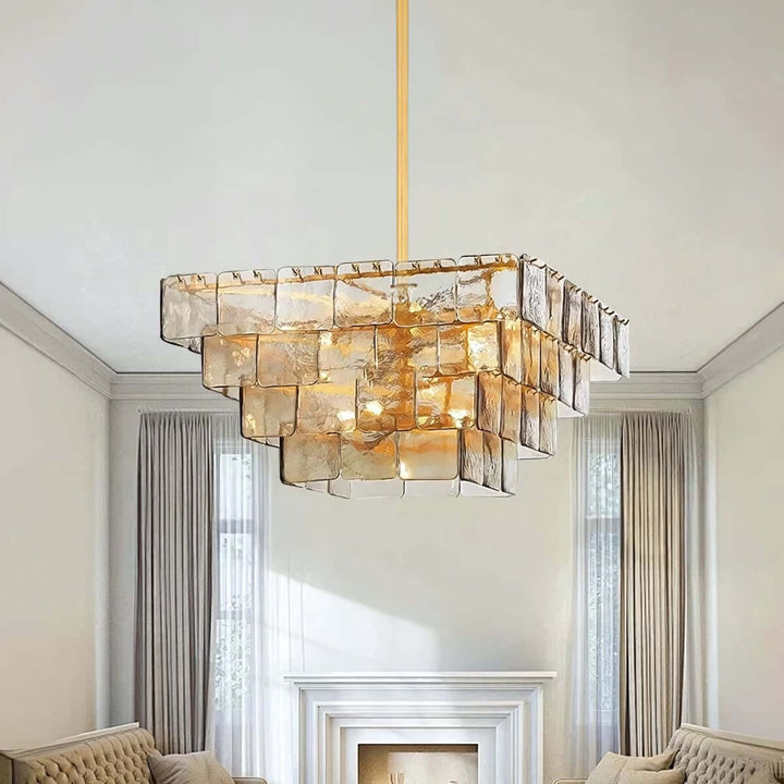 Zorvexa Glass Chandelier – French Glass Lighting for Dining Rooms