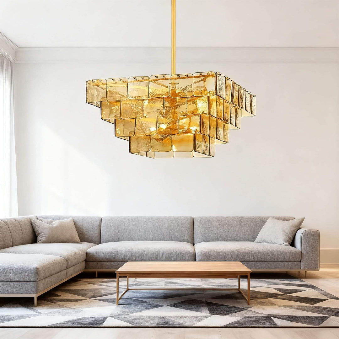 Zorvexa Glass Chandelier – French Glass Lighting for Dining Rooms