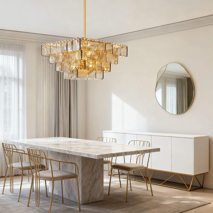 Zorvexa Glass Chandelier – French Glass Lighting for Dining Rooms