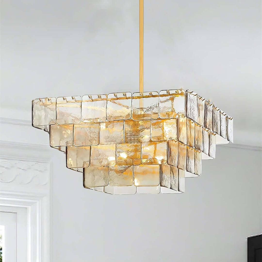 Zorvexa Glass Chandelier – French Glass Lighting for Dining Rooms