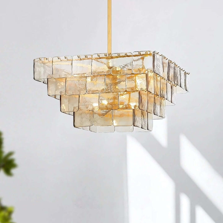 Zorvexa Glass Chandelier – French Glass Lighting for Dining Rooms