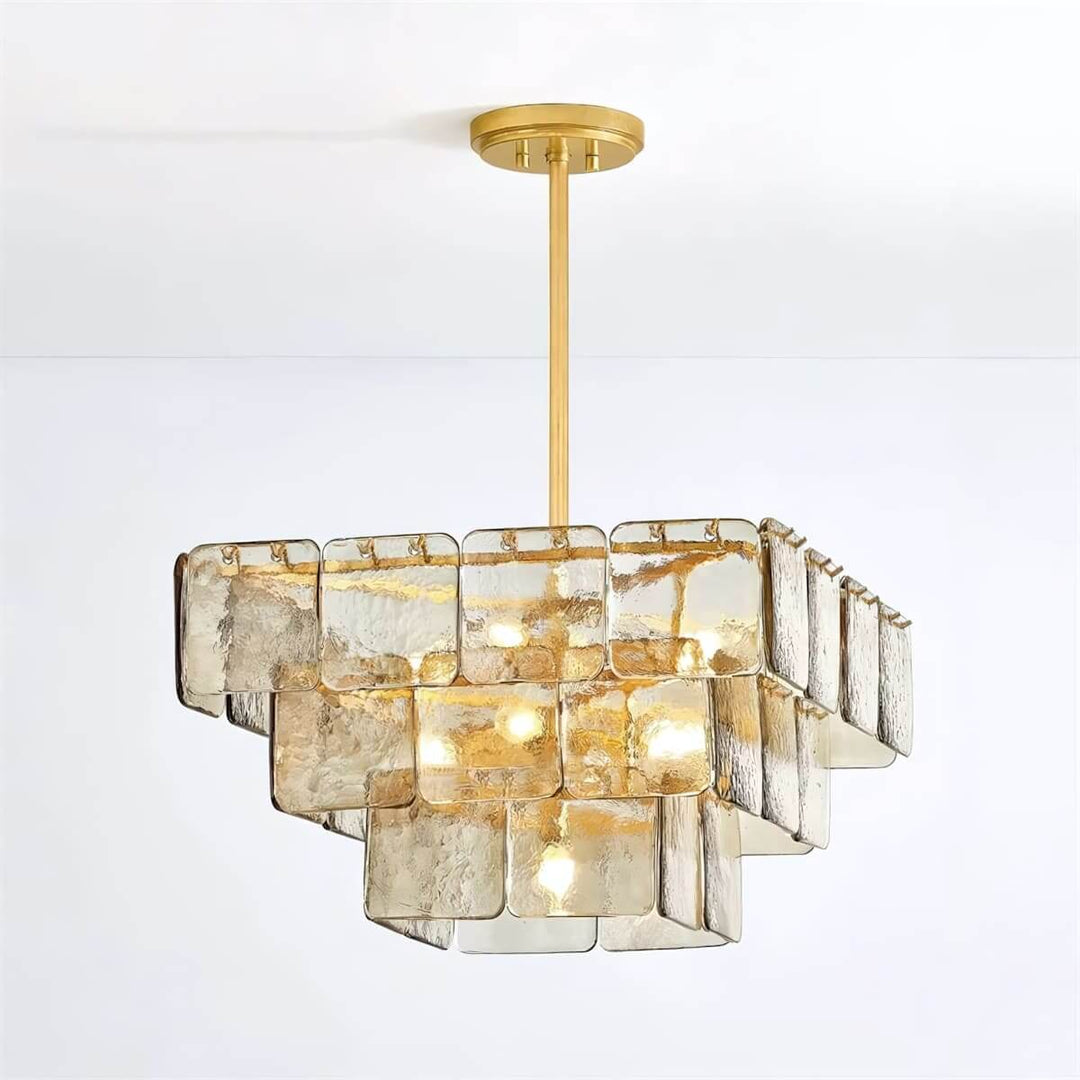 Zorvexa Glass Chandelier – French Glass Lighting for Dining Rooms