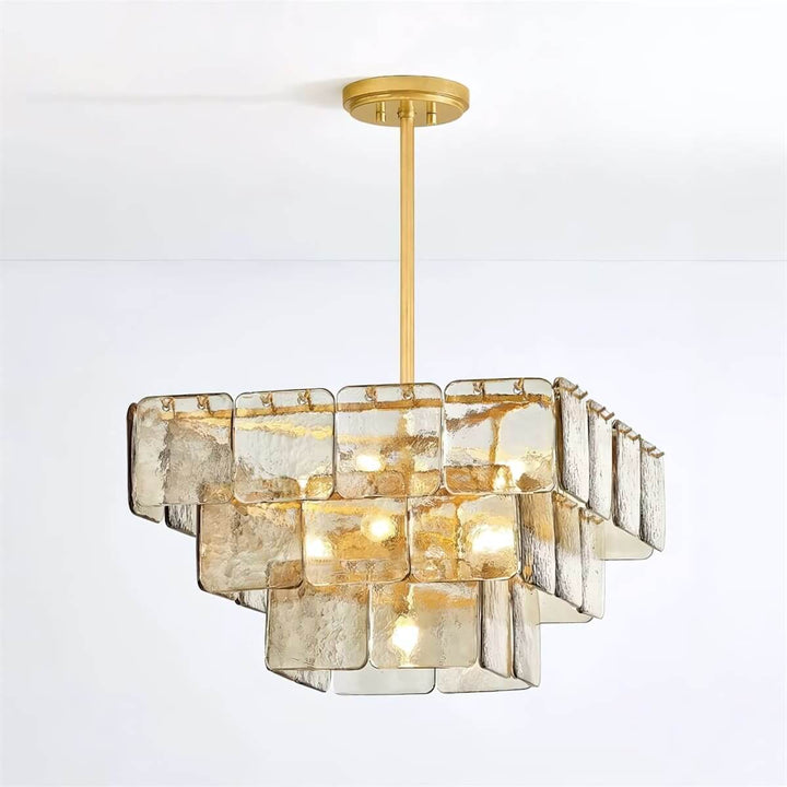 Zorvexa Glass Chandelier – French Glass Lighting for Dining Rooms