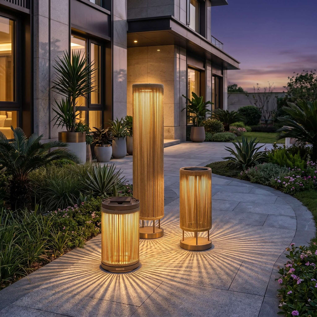 Zuneli Solar Floor Lamp - Portable Braided Rope LED Lamp