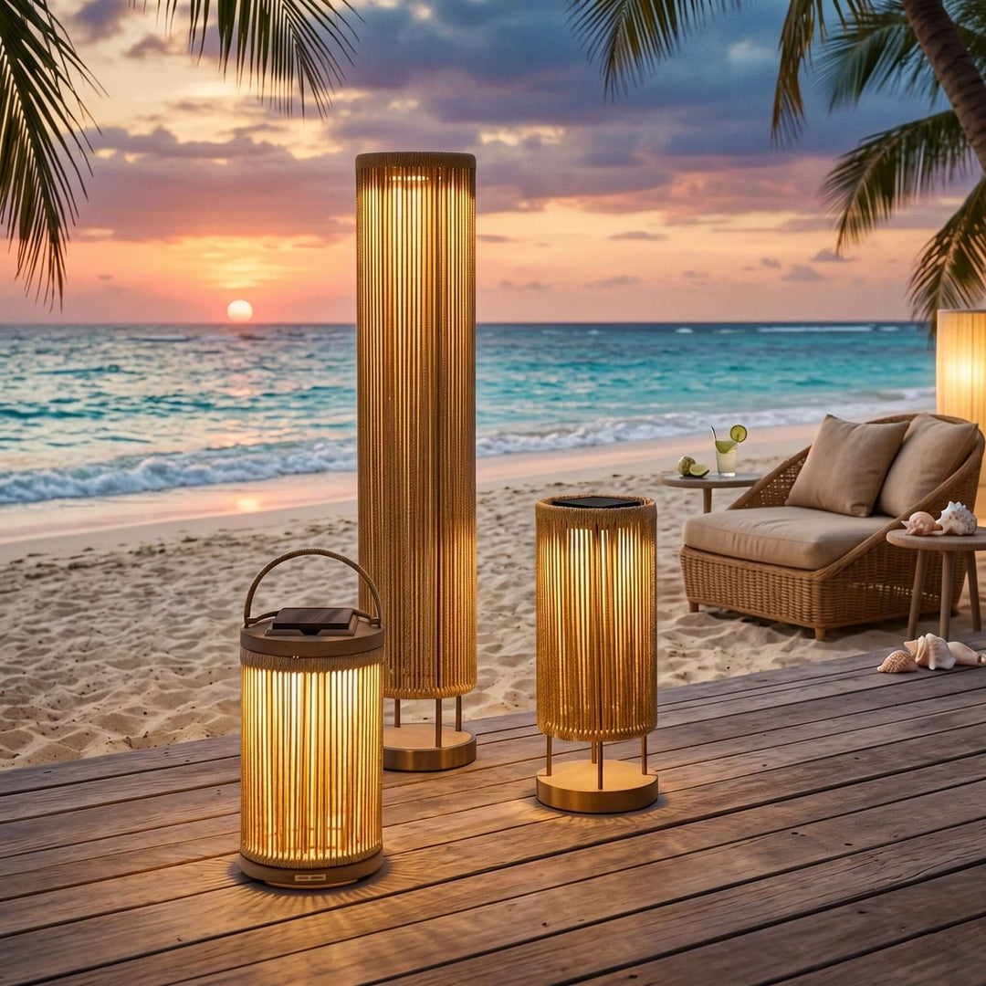Zuneli Solar Floor Lamp - Portable Braided Rope LED Lamp