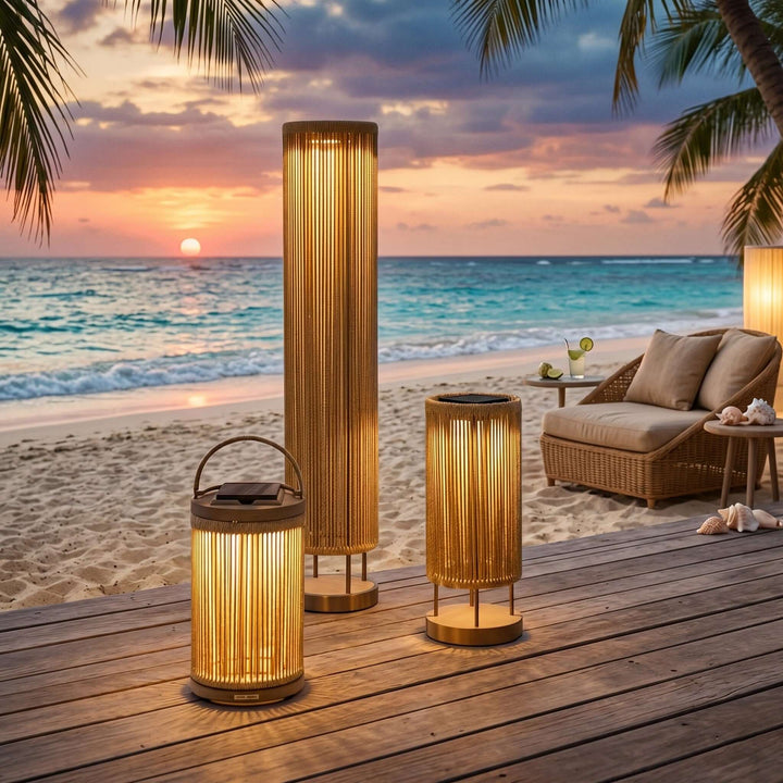 Zuneli Solar Floor Lamp - Portable Braided Rope LED Lamp