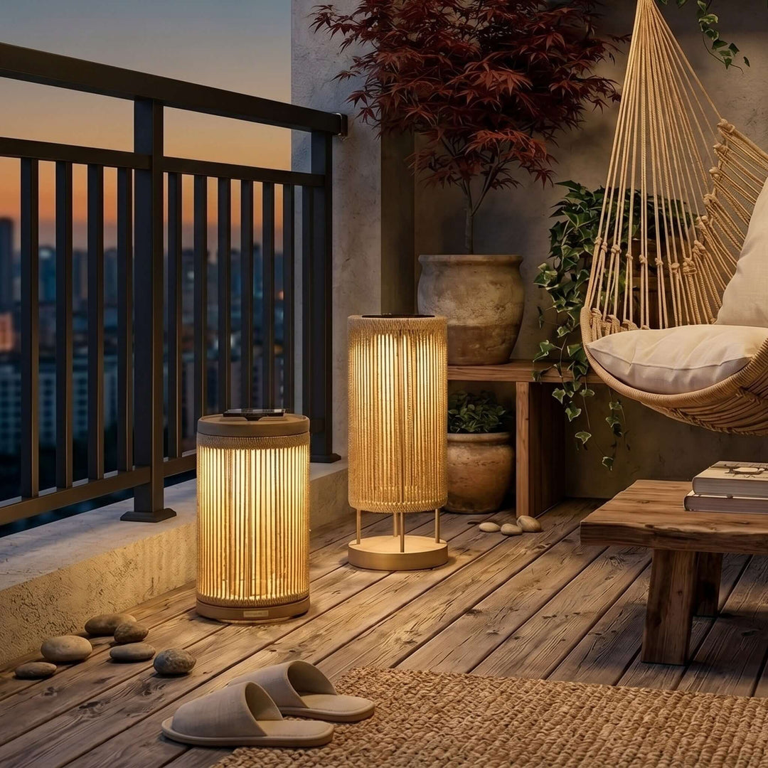 Zuneli Solar Floor Lamp - Portable Braided Rope LED Lamp