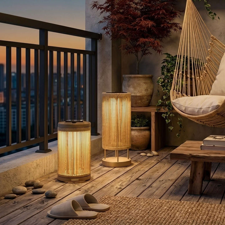 Zuneli Solar Floor Lamp - Portable Braided Rope LED Lamp