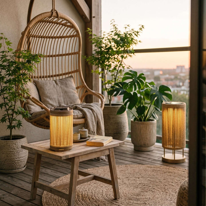 Zuneli Solar Floor Lamp - Portable Braided Rope LED Lamp