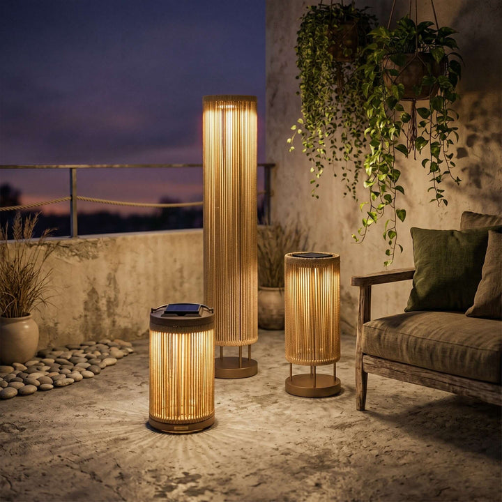 Zuneli Solar Floor Lamp - Portable Braided Rope LED Lamp