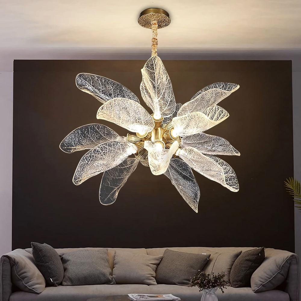 Zybril Chandelier - Modern Brass Art Deco Floral Light Fixture