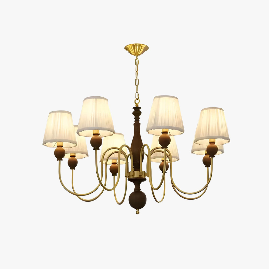Zyloxa Chandelier – Vintage Fabric Brass Light for Living Room