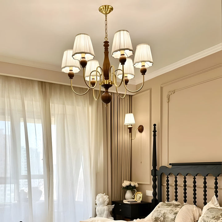 Zyloxa Chandelier – Vintage Fabric Brass Light for Living Room