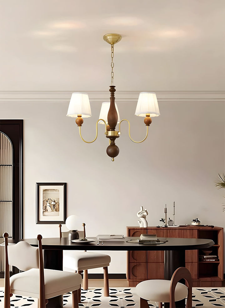 Zyloxa Chandelier – Vintage Fabric Brass Light for Living Room