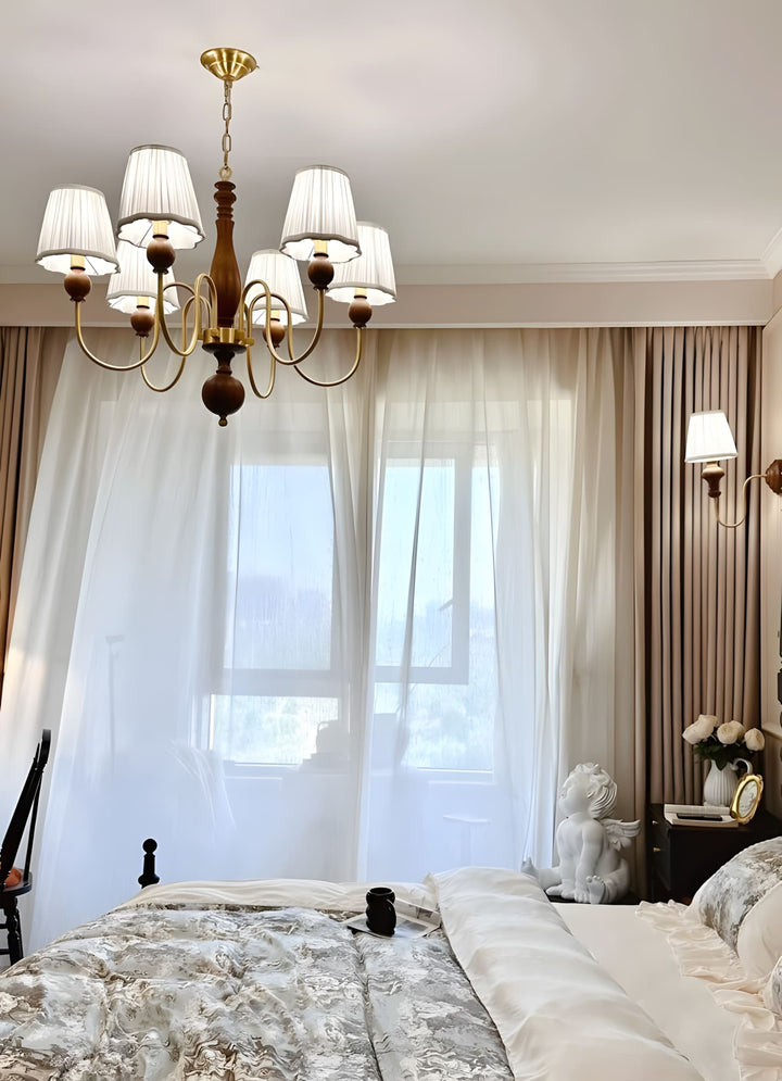 Zyloxa Chandelier – Vintage Fabric Brass Light for Living Room