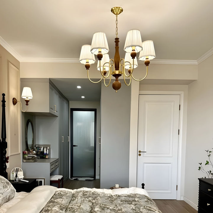Zyloxa Chandelier – Vintage Fabric Brass Light for Living Room