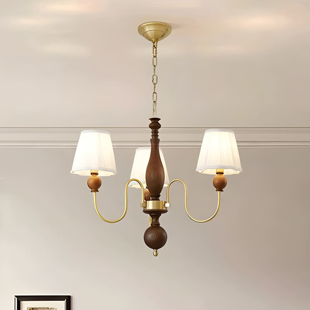Zyloxa Chandelier – Vintage Fabric Brass Light for Living Room