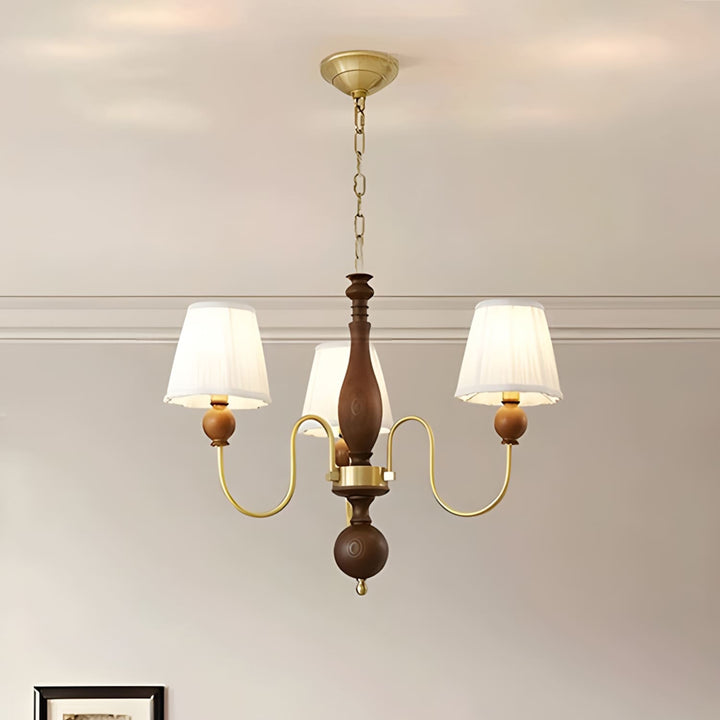 Zyloxa Chandelier – Vintage Fabric Brass Light for Living Room