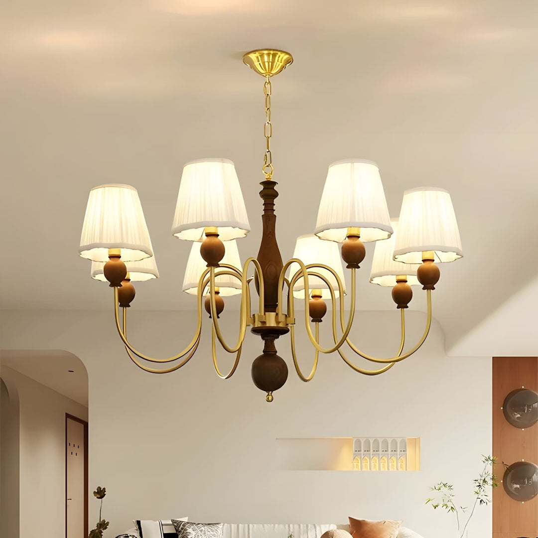 Zyloxa Chandelier – Vintage Fabric Brass Light for Living Room