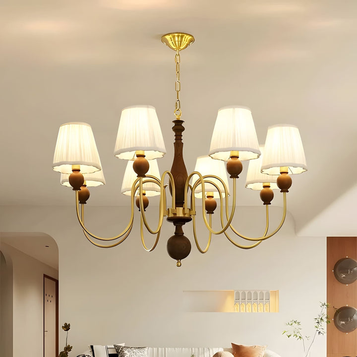 Zyloxa Chandelier – Vintage Fabric Brass Light for Living Room