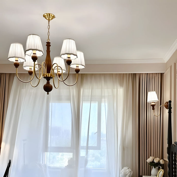Zyloxa Chandelier – Vintage Fabric Brass Light for Living Room