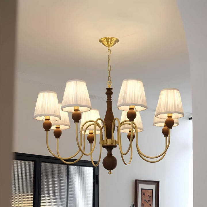 Zyloxa Chandelier – Vintage Fabric Brass Light for Living Room