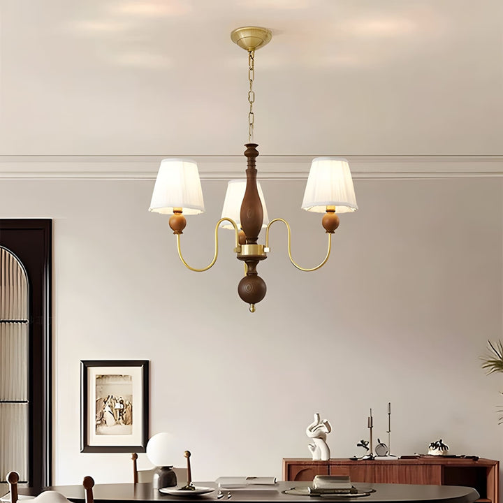 Zyloxa Chandelier – Vintage Fabric Brass Light for Living Room