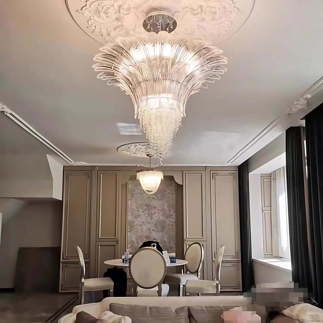 Zylume Dining Room Ceiling Light - Elegant Blown Glass Chandelier