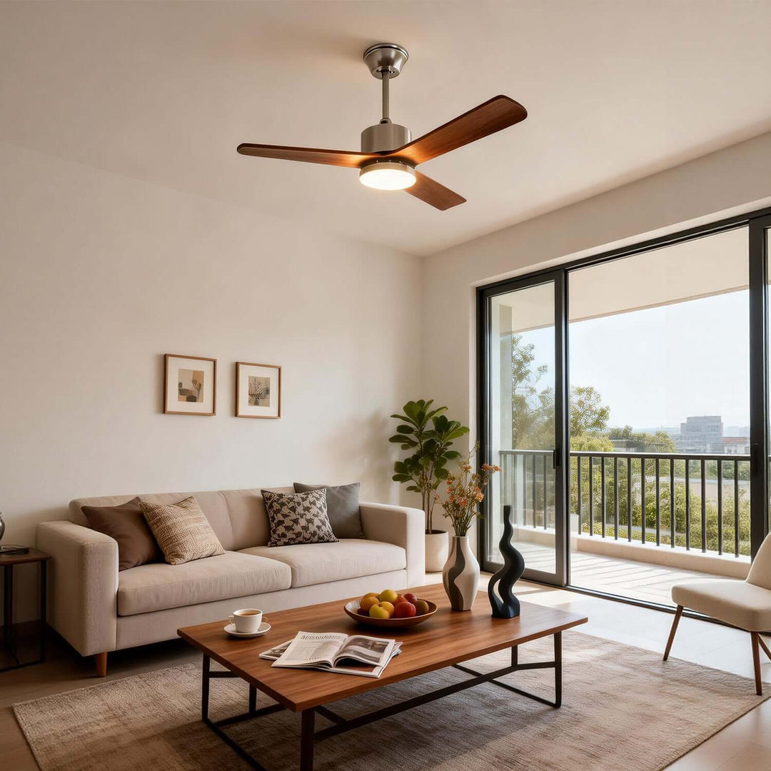 Zynthe Ceiling Fan Light | Minimalist Solid Wood Light