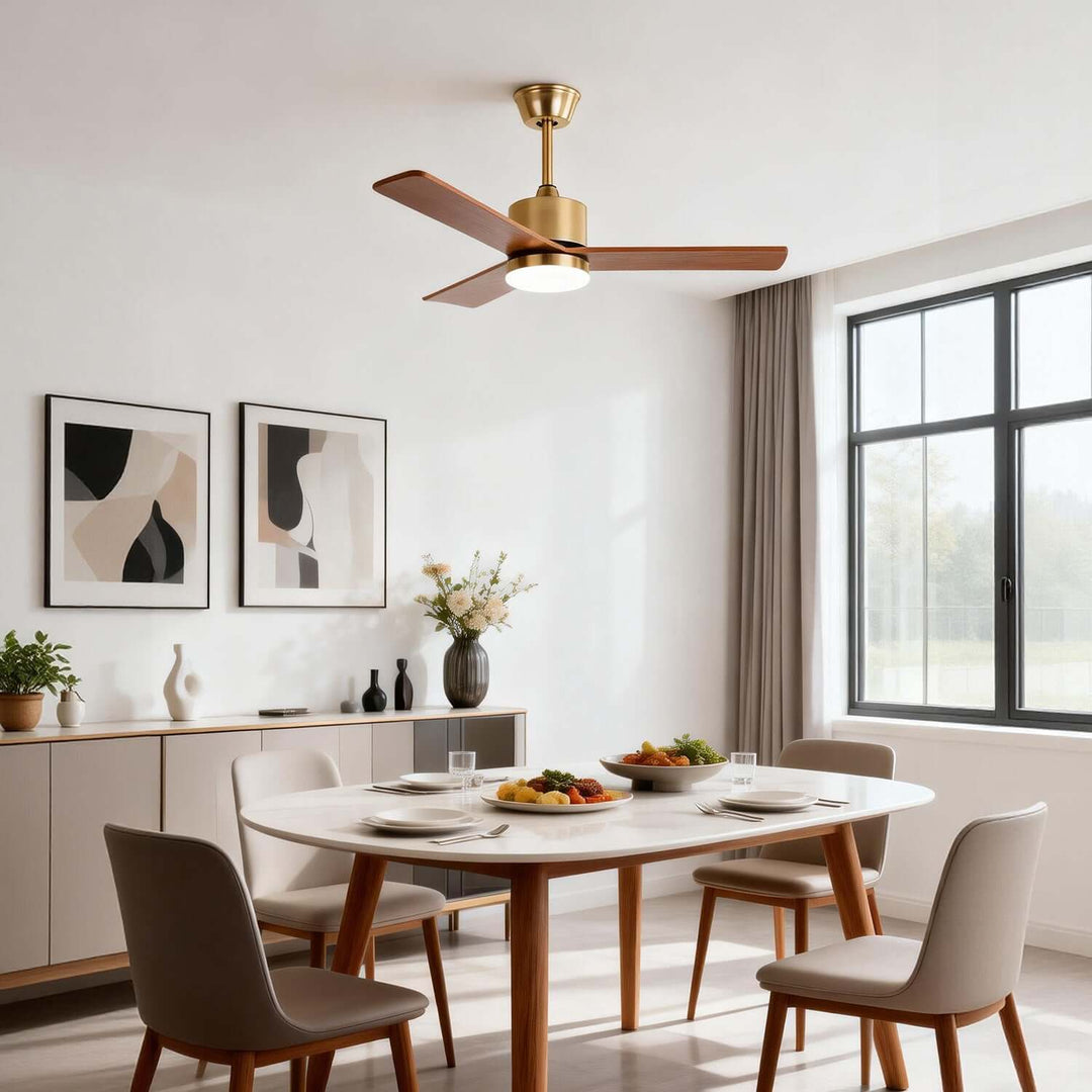 Zynthe Ceiling Fan Light | Minimalist Solid Wood Light