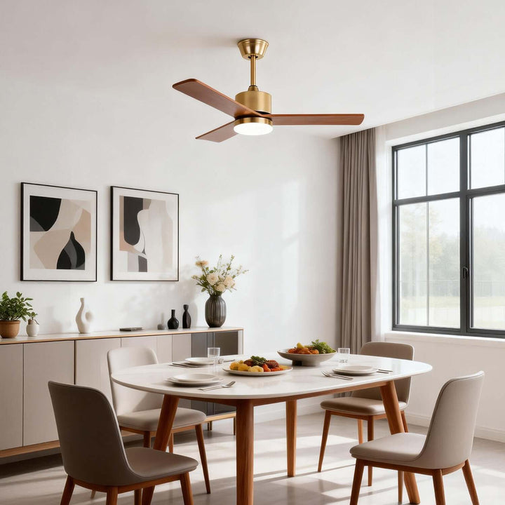 Zynthe Ceiling Fan Light | Minimalist Solid Wood Light
