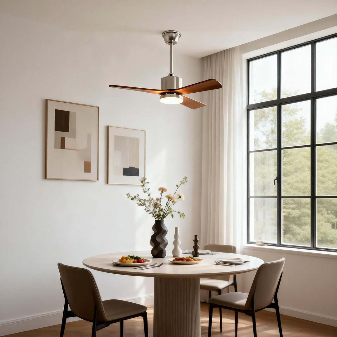 Zynthe Ceiling Fan Light | Minimalist Solid Wood Light