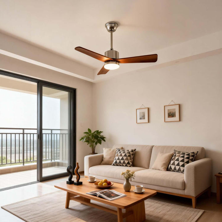 Zynthe Ceiling Fan Light | Minimalist Solid Wood Light
