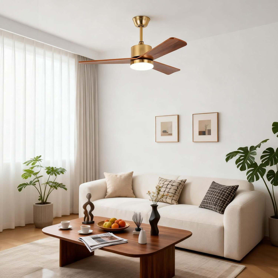 Zynthe Ceiling Fan Light | Minimalist Solid Wood Light