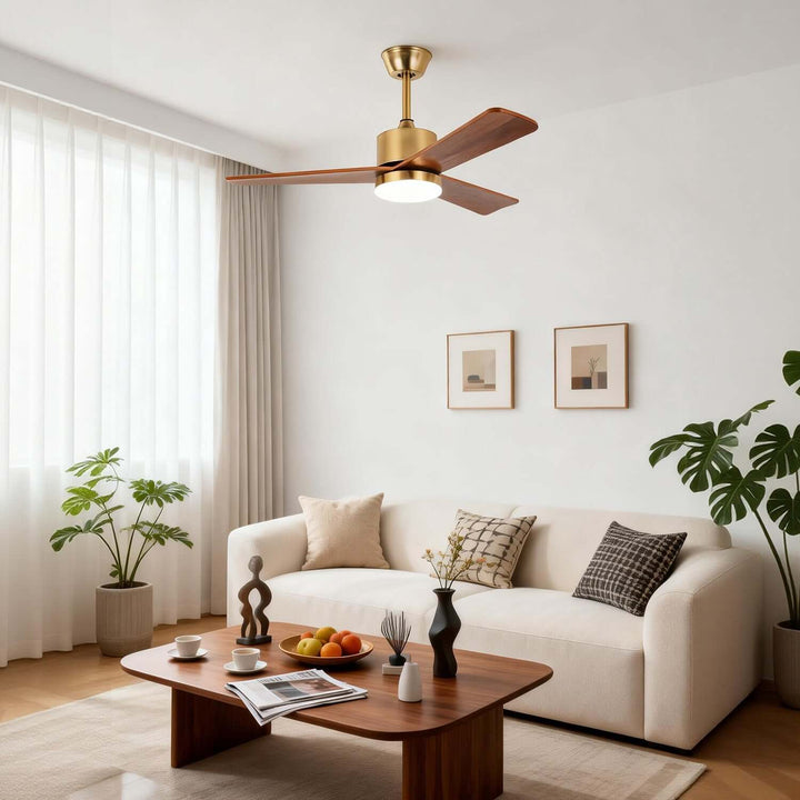 Zynthe Ceiling Fan Light | Minimalist Solid Wood Light