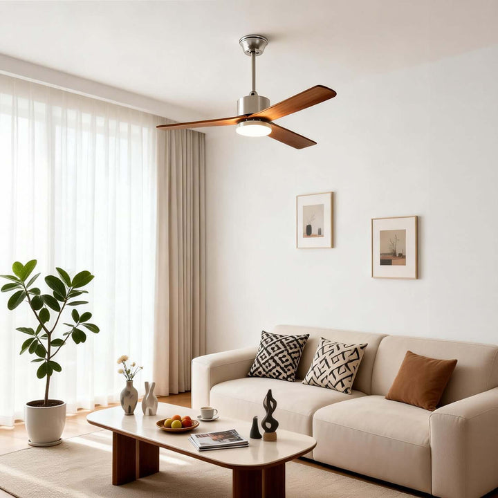 Zynthe Ceiling Fan Light | Minimalist Solid Wood Light