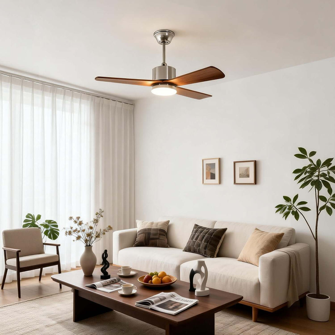 Zynthe Ceiling Fan Light | Minimalist Solid Wood Light