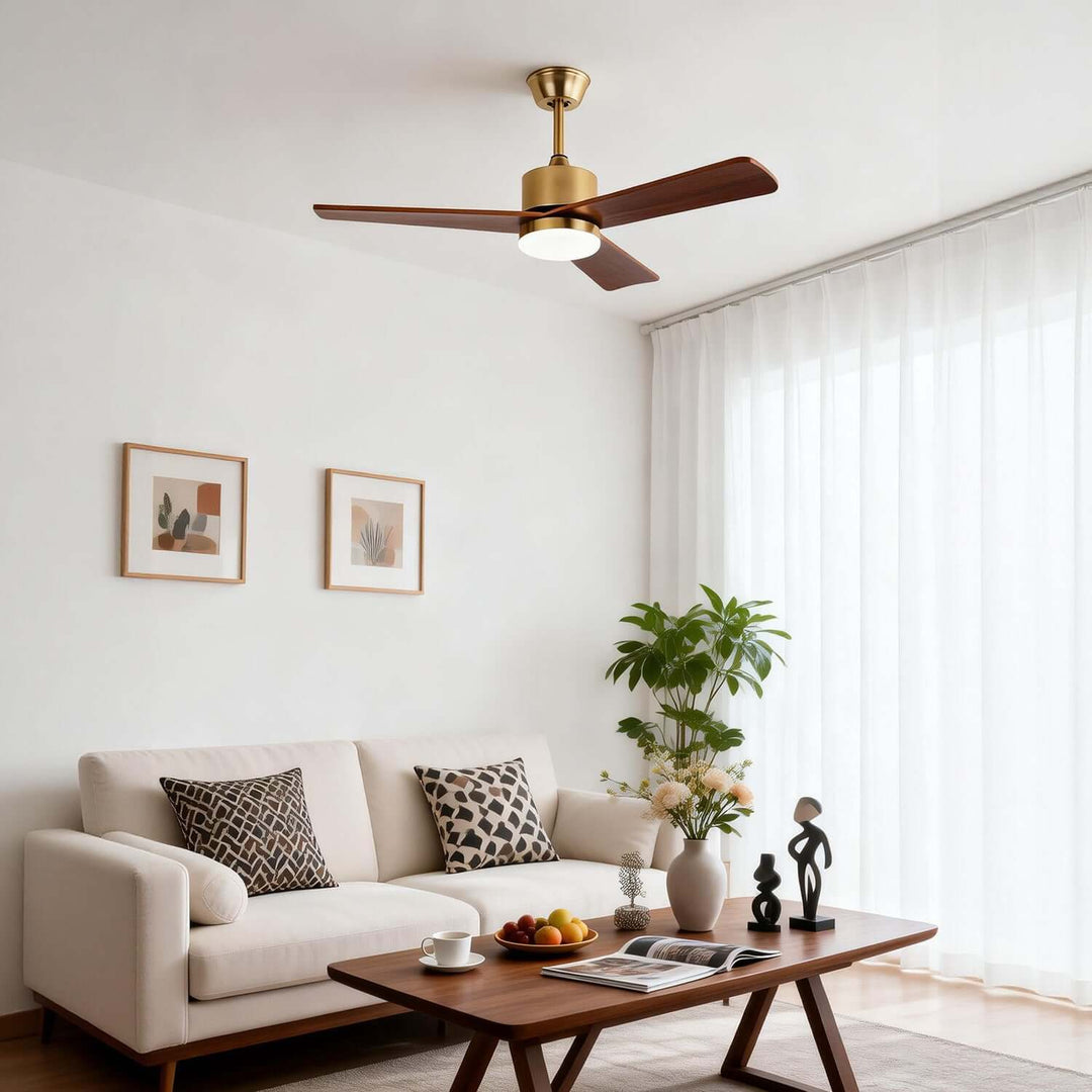 Zynthe Ceiling Fan Light | Minimalist Solid Wood Light
