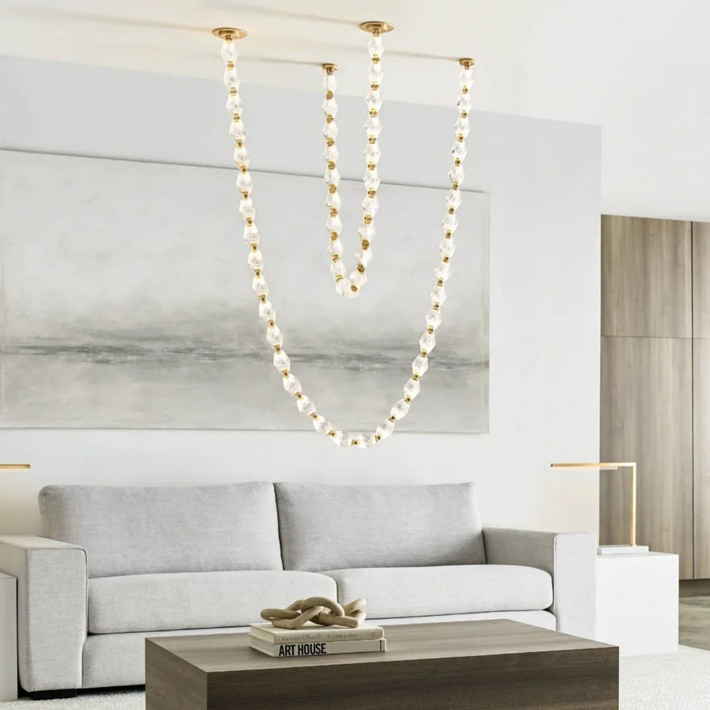 Zypheria Chandelier - Modern Chrome Beaded Glass Art Deco Light