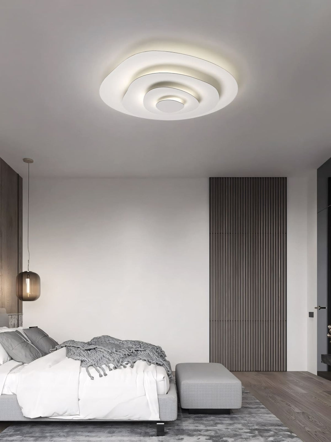Zyphon Ceiling Lamp – French Minimalist Cream Bedroom Lighting