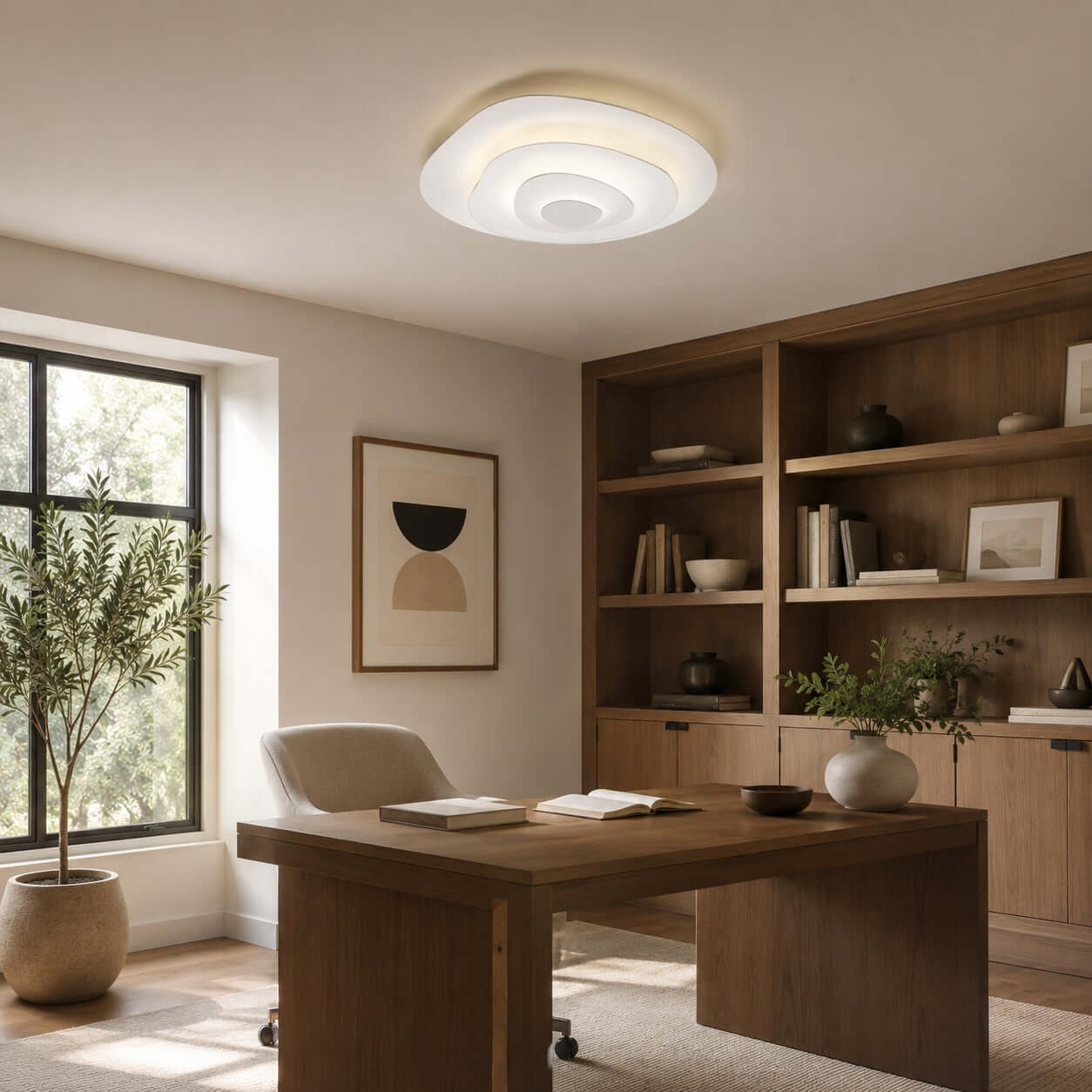 CUSTOM SERIES Basic Ceiling Lamp × Tango Zyphon Ceiling Lamp – French Minimalist Cream Bedroom Lighting